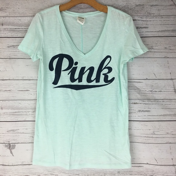 PINK Victoria's Secret Tops - Victoria’s Secret PINK mint v neck relaxed t shirt